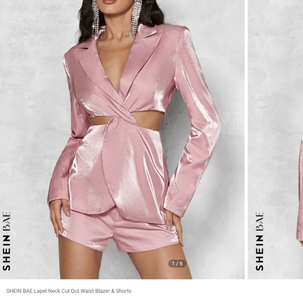 NWT shein cutout blazer shorts set Large